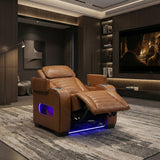 Cyber Brown Power Reclining Chair with Power Headrest, Cup holder, Charging Ports and LED Lighting from Homelegance - Luna Furniture