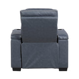 Cyber Blue Power Reclining Chair with Power Headrest, Cup holder, Charging Ports and LED Lighting from Homelegance - Luna Furniture