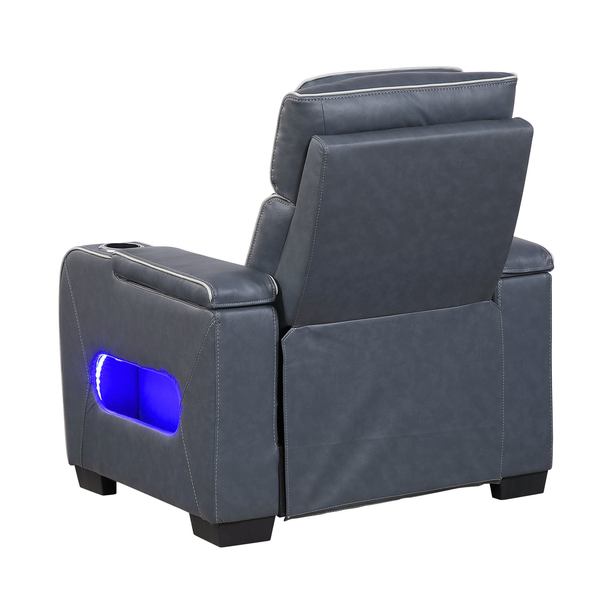 Cyber Blue Power Reclining Chair with Power Headrest, Cup holder, Charging Ports and LED Lighting from Homelegance - Luna Furniture