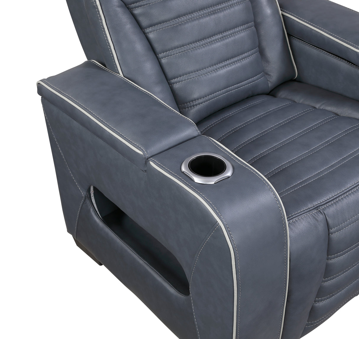 Cyber Blue Power Reclining Chair with Power Headrest, Cup holder, Charging Ports and LED Lighting from Homelegance - Luna Furniture