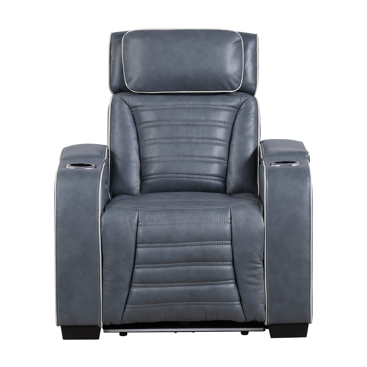 Cyber Blue Power Reclining Chair with Power Headrest, Cup holder, Charging Ports and LED Lighting from Homelegance - Luna Furniture