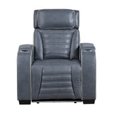 Cyber Blue Power Reclining Chair with Power Headrest, Cup holder, Charging Ports and LED Lighting from Homelegance - Luna Furniture