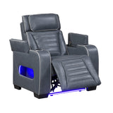 Cyber Blue Power Reclining Chair with Power Headrest, Cup holder, Charging Ports and LED Lighting from Homelegance - Luna Furniture