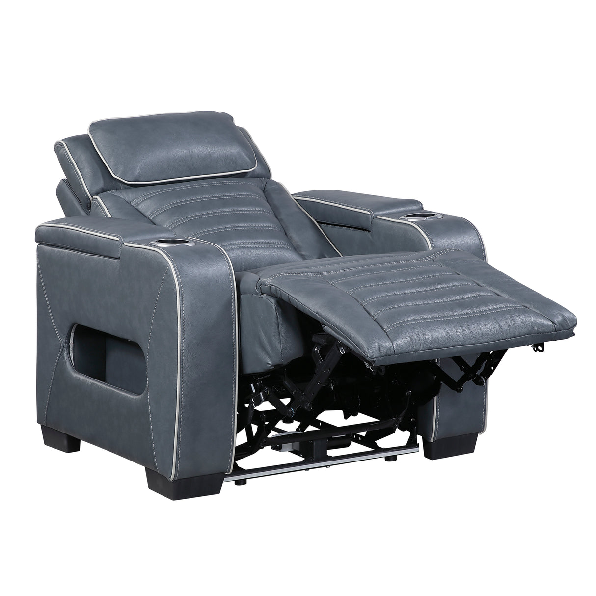 Cyber Blue Power Reclining Chair with Power Headrest, Cup holder, Charging Ports and LED Lighting from Homelegance - Luna Furniture