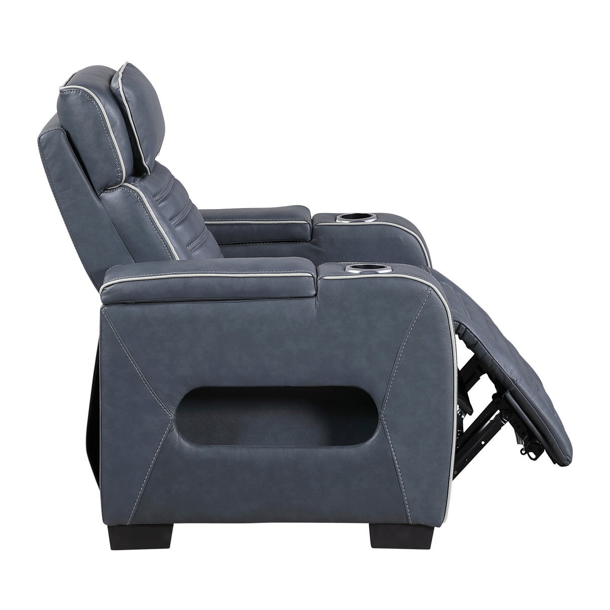 Cyber Blue Power Reclining Chair with Power Headrest, Cup holder, Charging Ports and LED Lighting from Homelegance - Luna Furniture