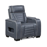 Cyber Blue Power Reclining Chair with Power Headrest, Cup holder, Charging Ports and LED Lighting from Homelegance - Luna Furniture