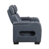 Cyber Blue Power Reclining Chair with Power Headrest, Cup holder, Charging Ports and LED Lighting from Homelegance - Luna Furniture