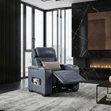 Cyber Blue Power Reclining Chair with Power Headrest, Cup holder, Charging Ports and LED Lighting from Homelegance - Luna Furniture