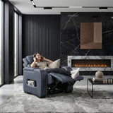 Cyber Blue Power Reclining Chair with Power Headrest, Cup holder, Charging Ports and LED Lighting from Homelegance - Luna Furniture
