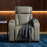 Cyber Gray Power Reclining Chair with Power Headrest, Cup holder, Charging Ports and LED Lighting from Homelegance - Luna Furniture