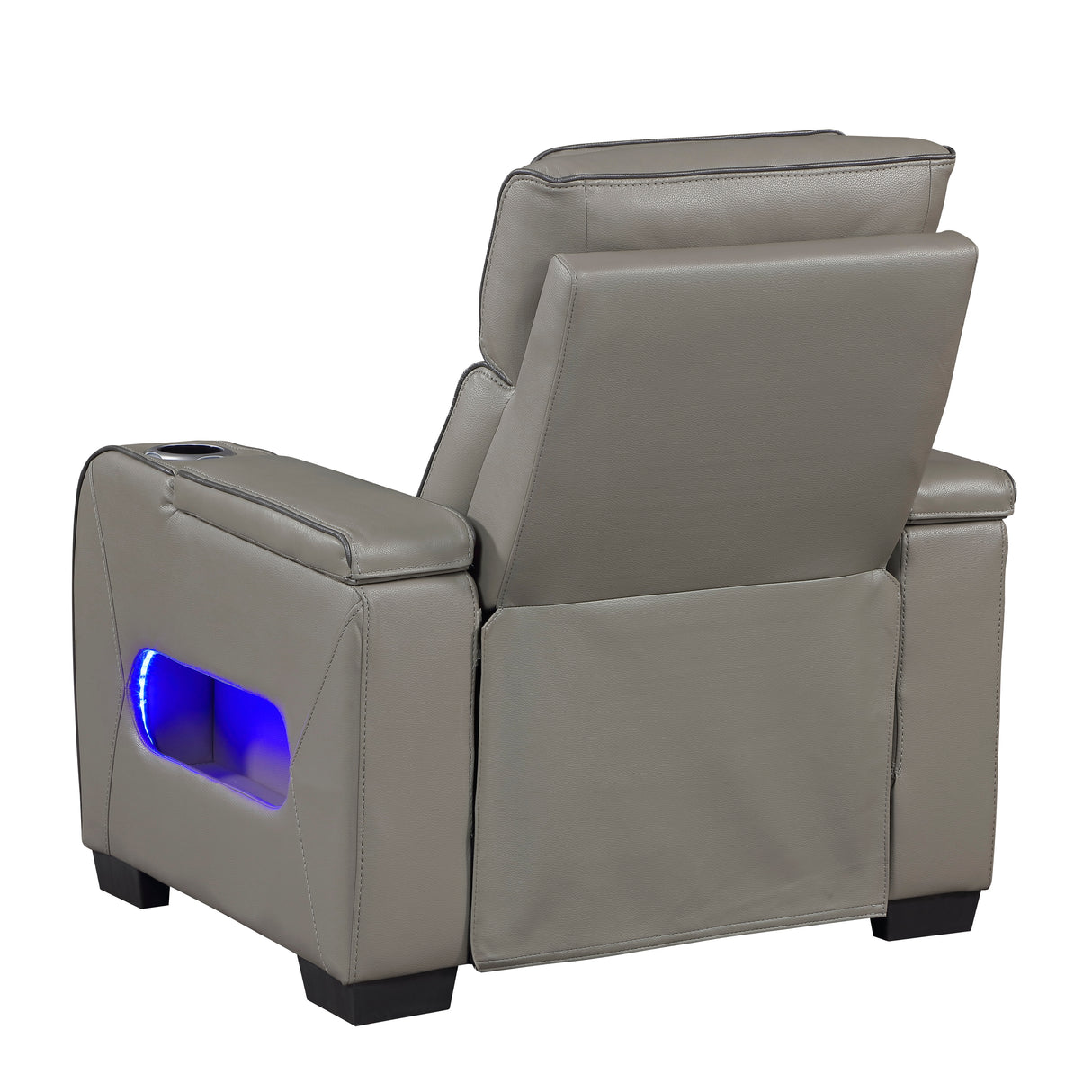 Cyber Gray Power Reclining Chair with Power Headrest, Cup holder, Charging Ports and LED Lighting from Homelegance - Luna Furniture