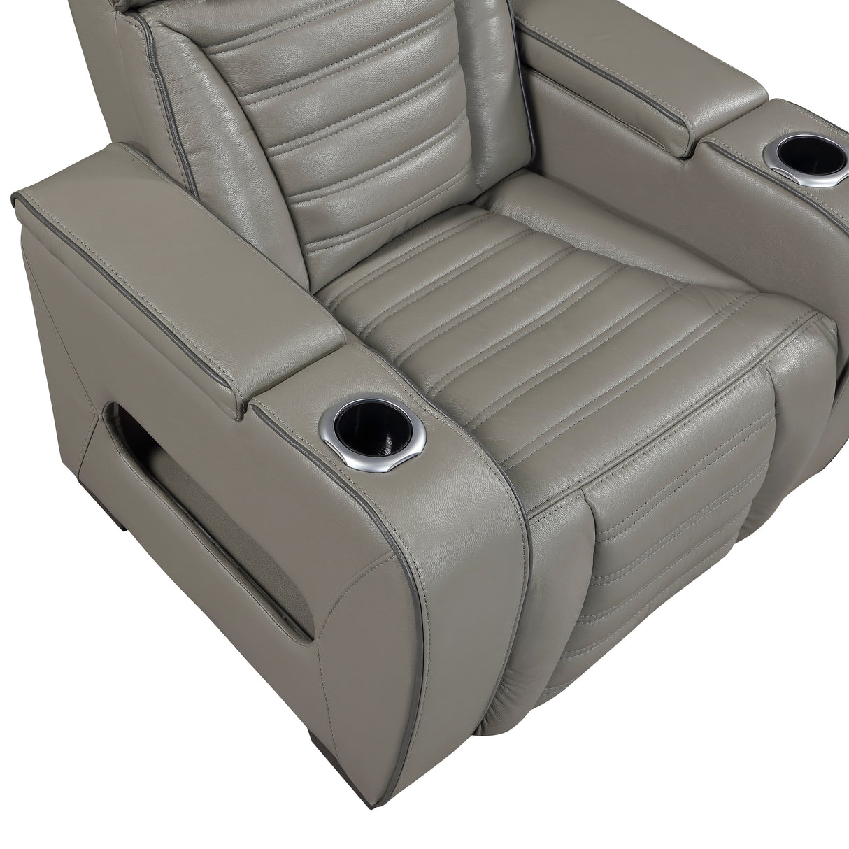 Cyber Gray Power Reclining Chair with Power Headrest, Cup holder, Charging Ports and LED Lighting from Homelegance - Luna Furniture