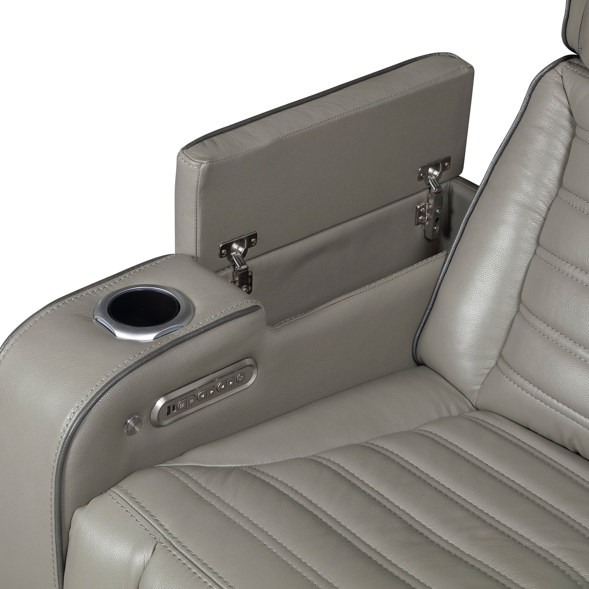 Cyber Gray Power Reclining Chair with Power Headrest, Cup holder, Charging Ports and LED Lighting from Homelegance - Luna Furniture