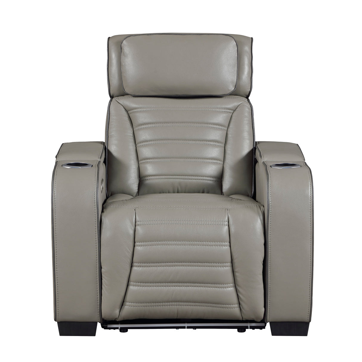 Cyber Gray Power Reclining Chair with Power Headrest, Cup holder, Charging Ports and LED Lighting from Homelegance - Luna Furniture