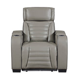 Cyber Gray Power Reclining Chair with Power Headrest, Cup holder, Charging Ports and LED Lighting from Homelegance - Luna Furniture