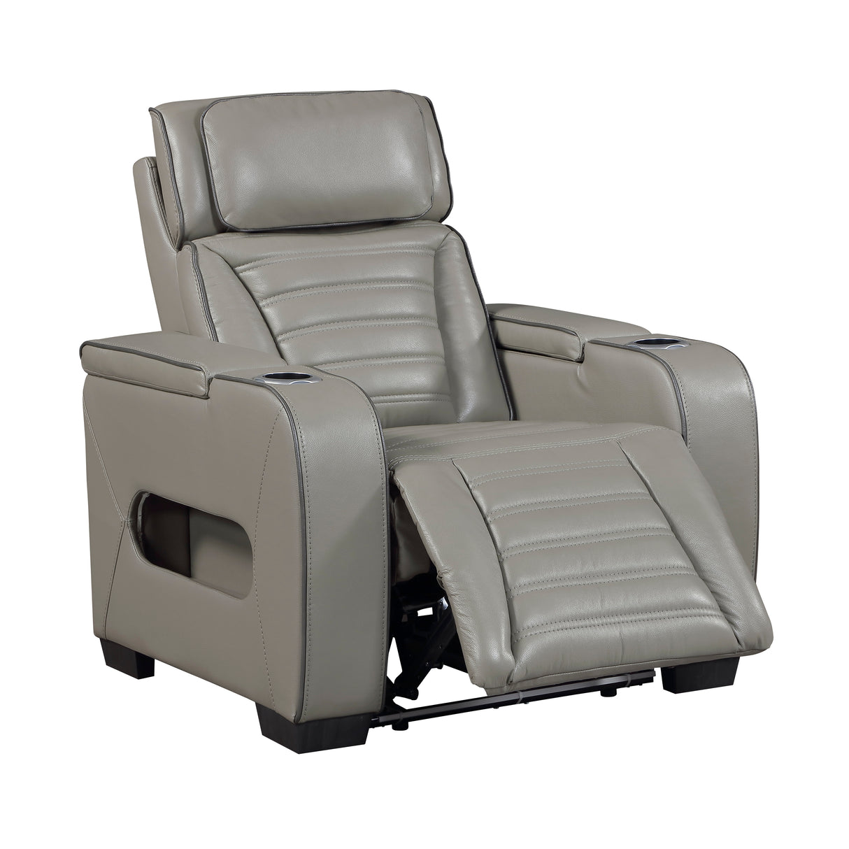 Cyber Gray Power Reclining Chair with Power Headrest, Cup holder, Charging Ports and LED Lighting from Homelegance - Luna Furniture