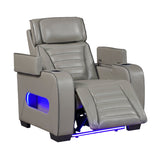 Cyber Gray Power Reclining Chair with Power Headrest, Cup holder, Charging Ports and LED Lighting from Homelegance - Luna Furniture