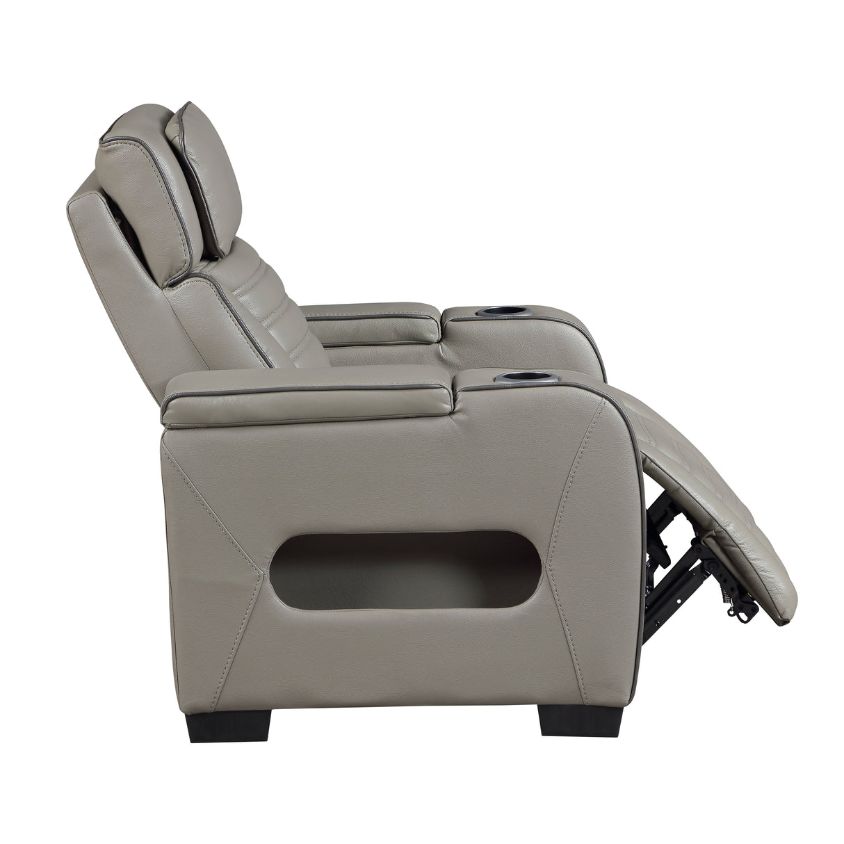 Cyber Gray Power Reclining Chair with Power Headrest, Cup holder, Charging Ports and LED Lighting from Homelegance - Luna Furniture