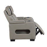 Cyber Gray Power Reclining Chair with Power Headrest, Cup holder, Charging Ports and LED Lighting from Homelegance - Luna Furniture
