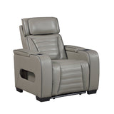 Cyber Gray Power Reclining Chair with Power Headrest, Cup holder, Charging Ports and LED Lighting from Homelegance - Luna Furniture