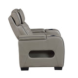 Cyber Gray Power Reclining Chair with Power Headrest, Cup holder, Charging Ports and LED Lighting from Homelegance - Luna Furniture