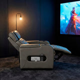 Cyber Gray Power Reclining Chair with Power Headrest, Cup holder, Charging Ports and LED Lighting from Homelegance - Luna Furniture