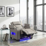 Cyber Gray Power Reclining Chair with Power Headrest, Cup holder, Charging Ports and LED Lighting from Homelegance - Luna Furniture