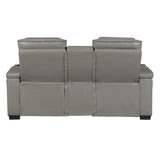 Cyber Gray Power Double Reclining Loveseat with Center Console ,Cup Holders, Wireless Speakers with Sub-Woofer and LED Lighting from Homelegance - Luna Furniture