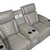 Cyber Gray Power Double Reclining Loveseat with Center Console ,Cup Holders, Wireless Speakers with Sub-Woofer and LED Lighting from Homelegance - Luna Furniture