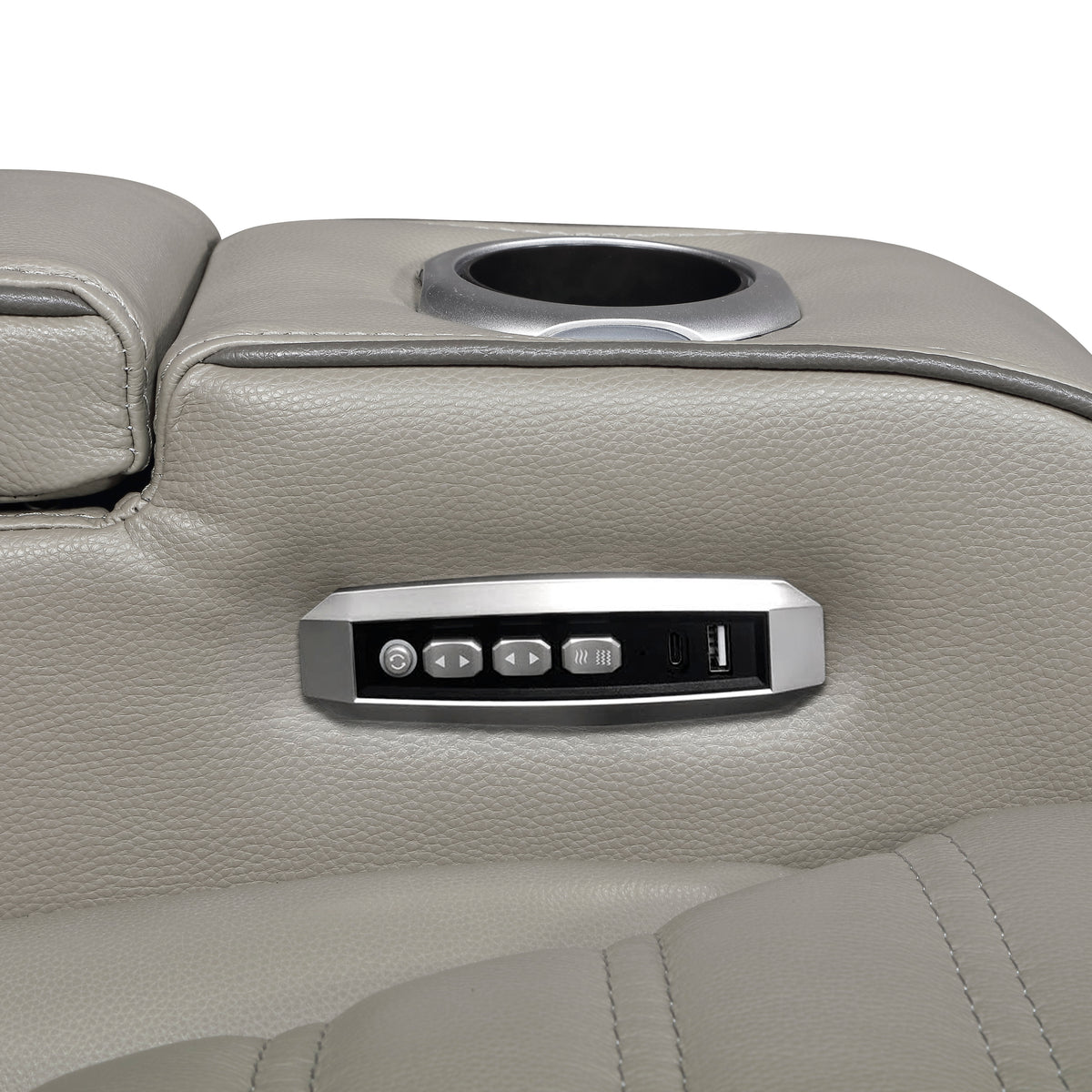 Cyber Gray Power Double Reclining Sofa with Center Drop-Down, Cup Holders, Wireless Charger and LED Lighting from Homelegance - Luna Furniture