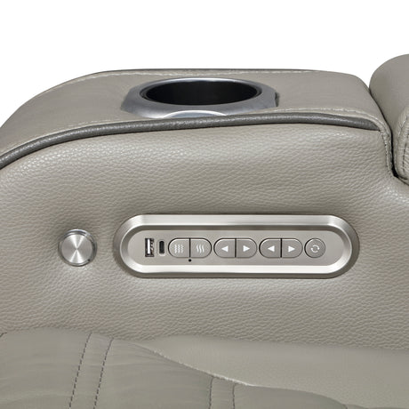 Cyber Gray Power Reclining Chair with Power Headrest, Cup holder, Charging Ports and LED Lighting from Homelegance - Luna Furniture