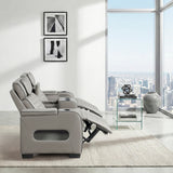 Cyber Gray Power Double Reclining Loveseat with Center Console ,Cup Holders, Wireless Speakers with Sub-Woofer and LED Lighting from Homelegance - Luna Furniture