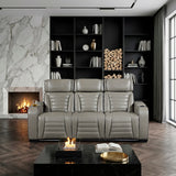 Cyber Gray Power Double Reclining Sofa with Center Drop-Down, Cup Holders, Wireless Charger and LED Lighting from Homelegance - Luna Furniture