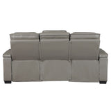Cyber Gray Power Double Reclining Sofa with Center Drop-Down, Cup Holders, Wireless Charger and LED Lighting from Homelegance - Luna Furniture