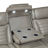 Cyber Gray Power Double Reclining Sofa with Center Drop-Down, Cup Holders, Wireless Charger and LED Lighting from Homelegance - Luna Furniture