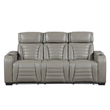 Cyber Gray Power Double Reclining Sofa with Center Drop-Down, Cup Holders, Wireless Charger and LED Lighting from Homelegance - Luna Furniture