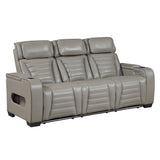 Cyber Gray Power Double Reclining Sofa with Center Drop-Down, Cup Holders, Wireless Charger and LED Lighting from Homelegance - Luna Furniture