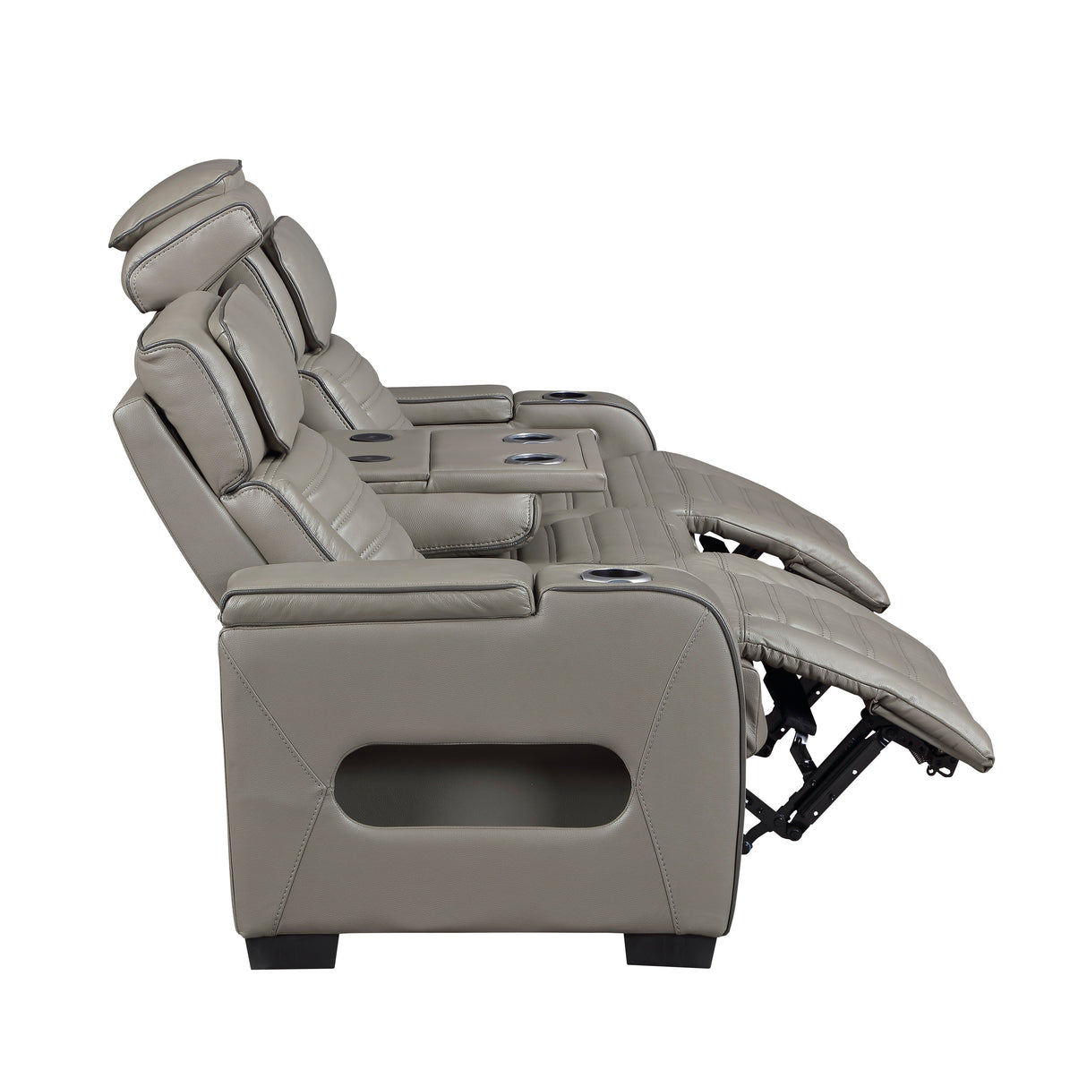 Cyber Gray Power Double Reclining Sofa with Center Drop-Down, Cup Holders, Wireless Charger and LED Lighting from Homelegance - Luna Furniture