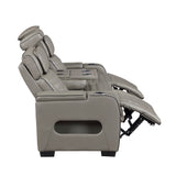Cyber Gray Power Double Reclining Sofa with Center Drop-Down, Cup Holders, Wireless Charger and LED Lighting from Homelegance - Luna Furniture
