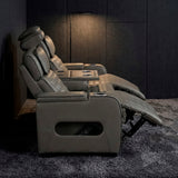 Cyber Gray Power Double Reclining Sofa with Center Drop-Down, Cup Holders, Wireless Charger and LED Lighting from Homelegance - Luna Furniture