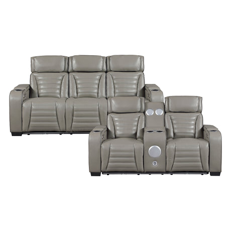 Cyber Gray 2-Piece Power Reclining Living Room Set from Homelegance - Luna Furniture