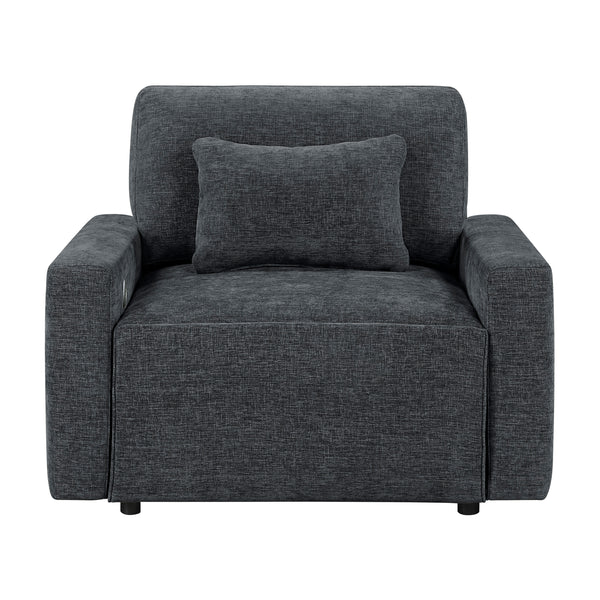 Cumulus Dark Gray Convertible Sleeper Chair with Charging Ports