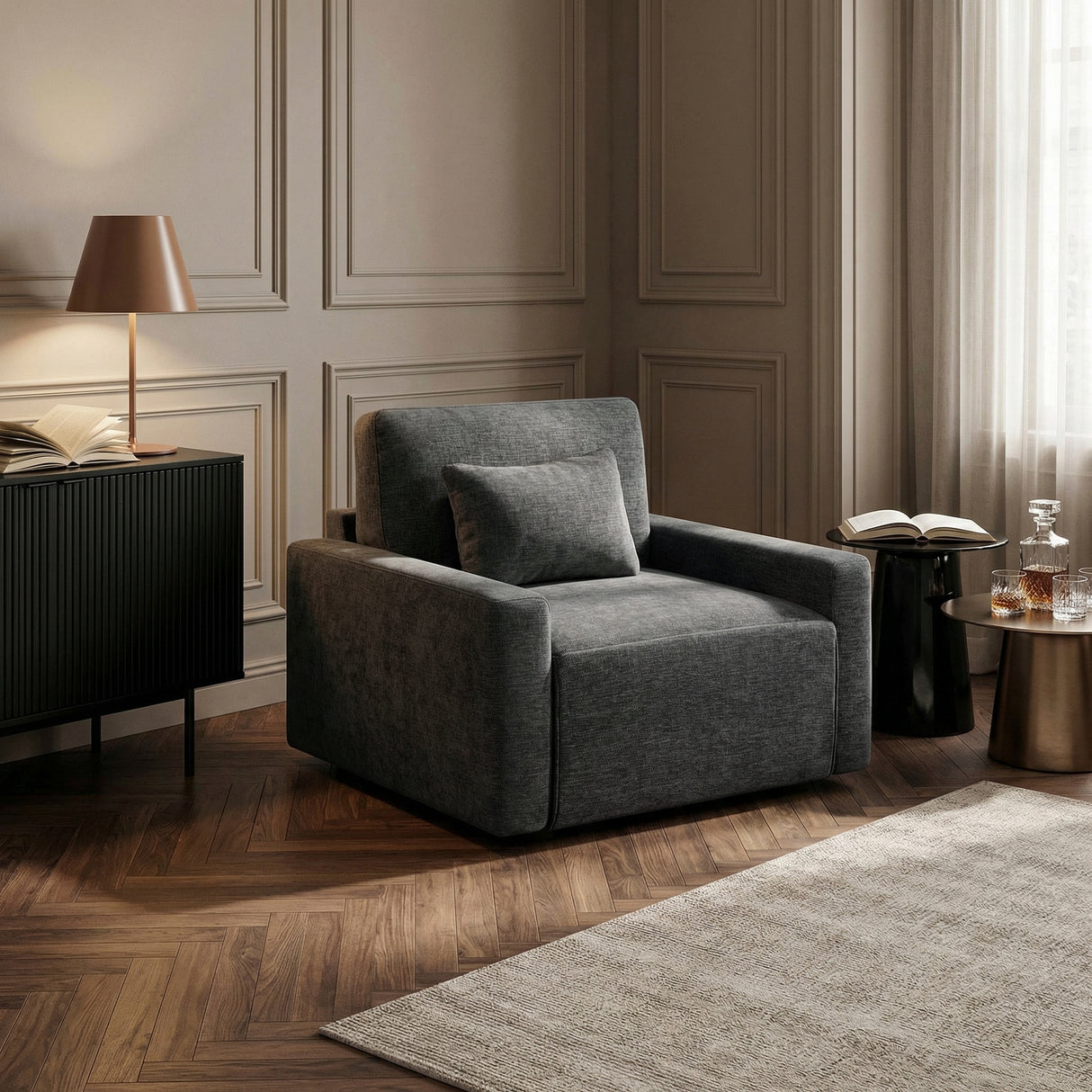 8345DGY-1 Convertible Sleeper Chair with Charging Ports from Homelegance - Luna Furniture