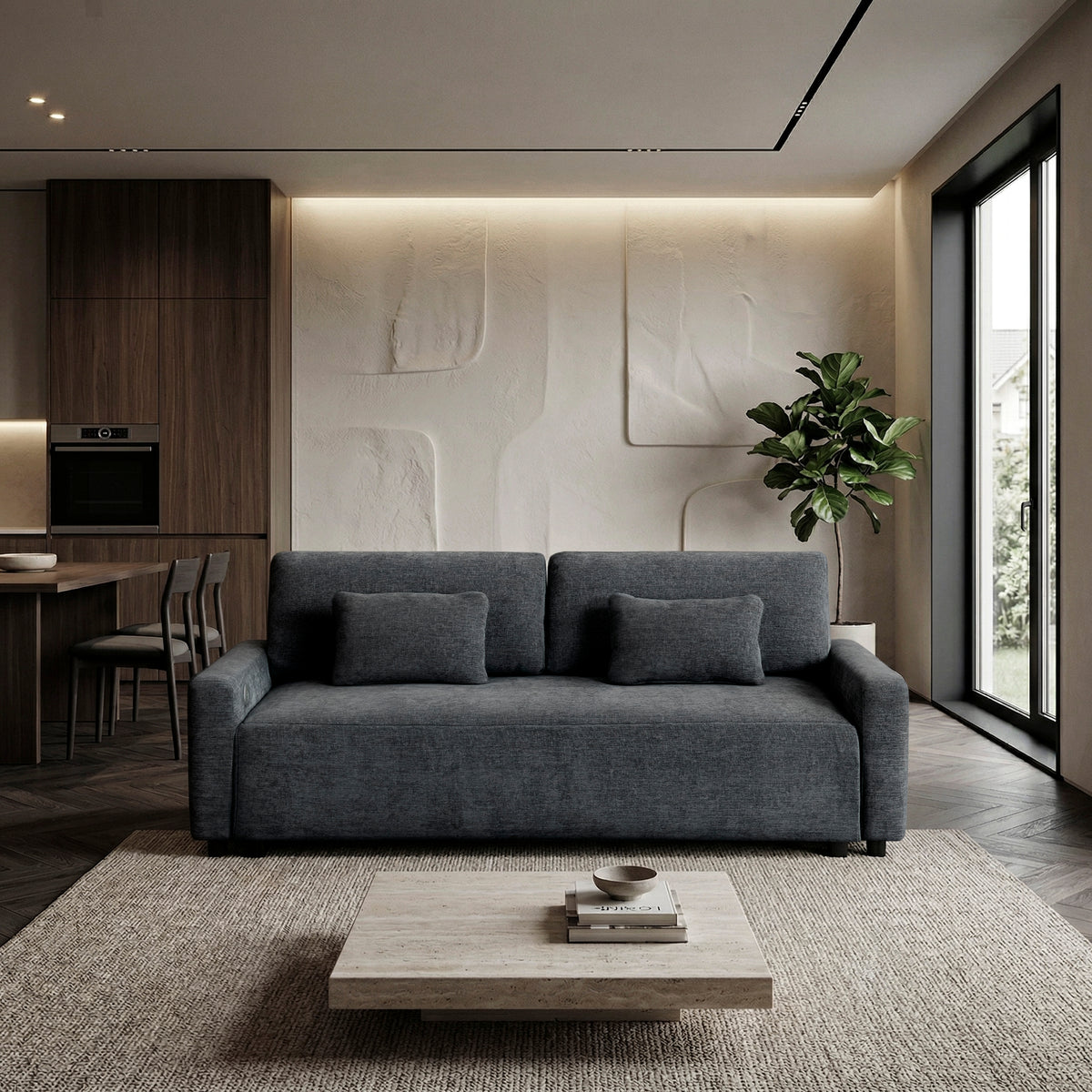 Cumulus Dark Gray Convertible Queen Sleeper Sofa with Charging Ports from Homelegance - Luna Furniture