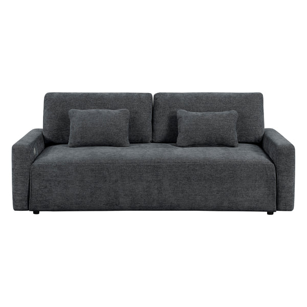 Cumulus Dark Gray Convertible Queen Sleeper Sofa with Charging Ports