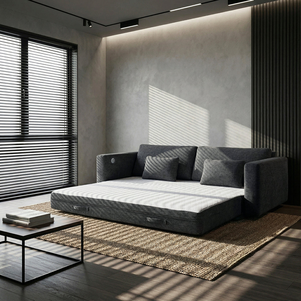 Cumulus Dark Gray Convertible Queen Sleeper Sofa with Charging Ports from Homelegance - Luna Furniture