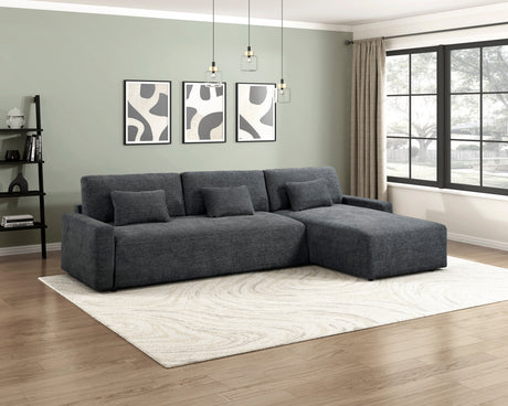 Cumulus Dark Gray 2-Piece Right Side Chaise Sectional with Convertible Queen Sleeper from Homelegance - Luna Furniture