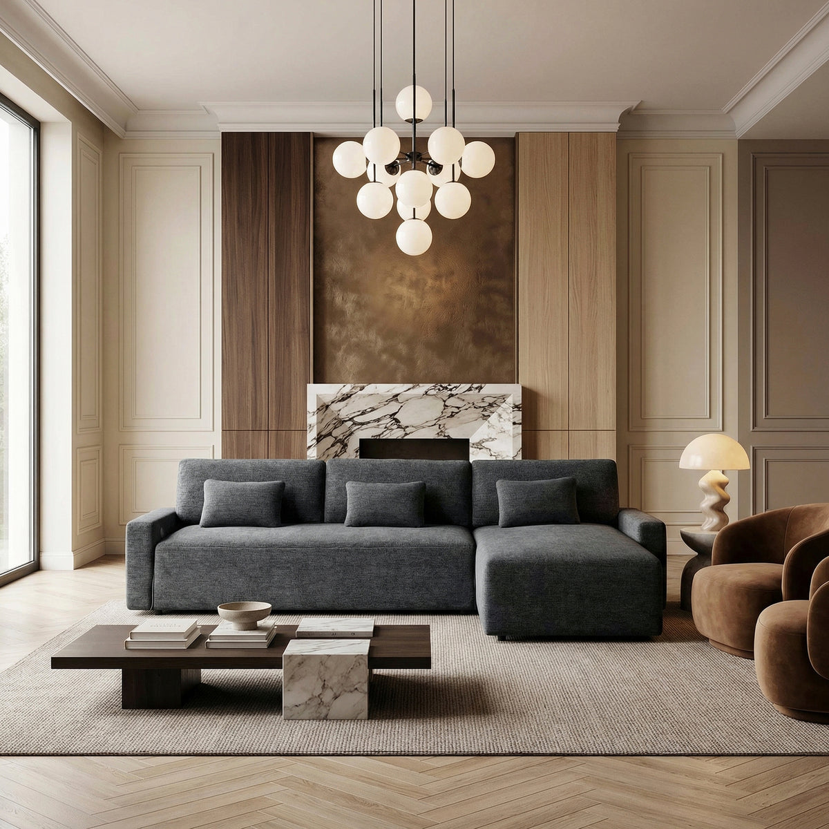 Cumulus Dark Gray Convertible Queen Sleeper Sofa with Charging Ports from Homelegance - Luna Furniture