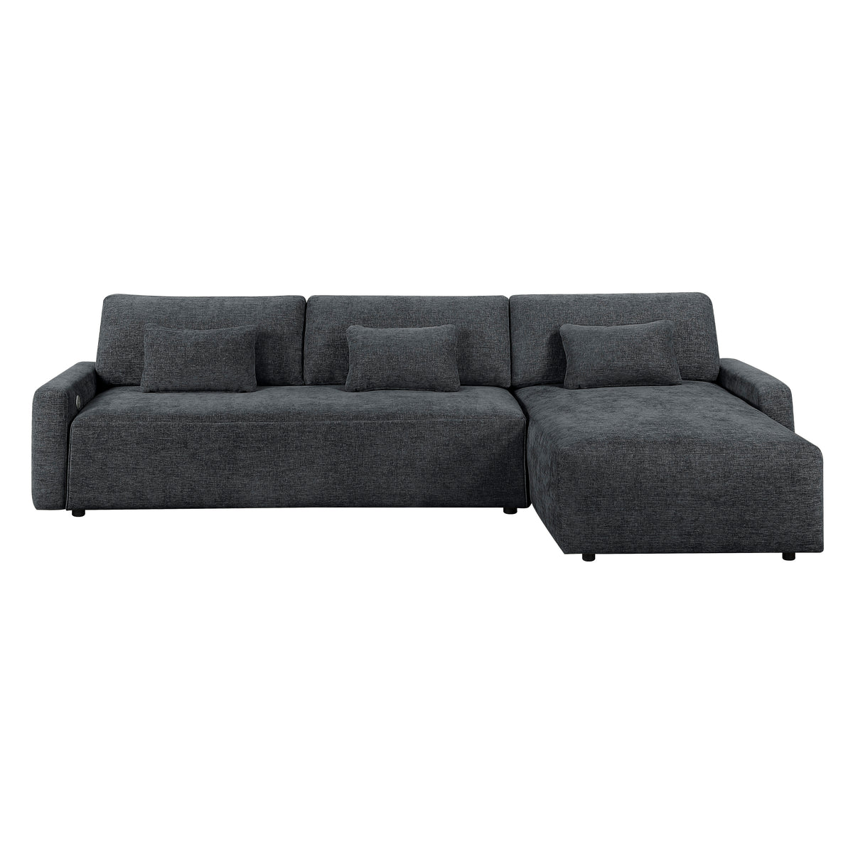Cumulus Dark Gray 2-Piece Right Side Chaise Sectional with Convertible Queen Sleeper from Homelegance - Luna Furniture