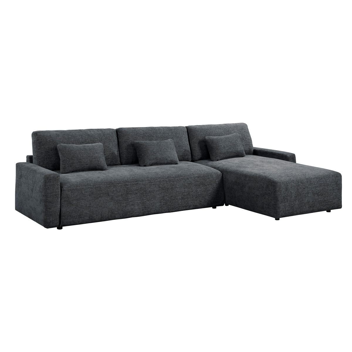 Cumulus Dark Gray 2-Piece Right Side Chaise Sectional with Convertible Queen Sleeper from Homelegance - Luna Furniture